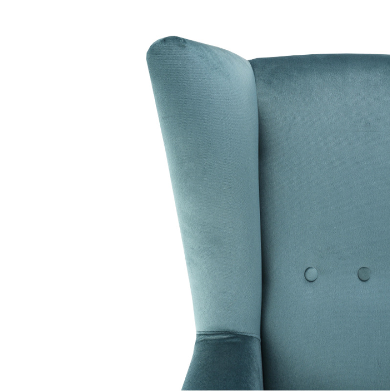 Kreslo-ušiak, mentolová/buk, RODEZA 9