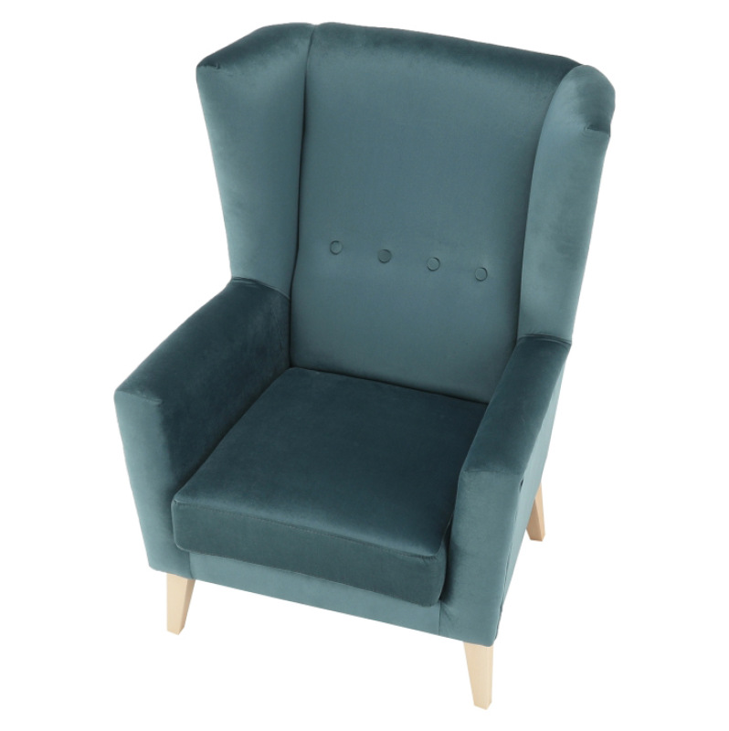 Kreslo-ušiak, mentolová/buk, RODEZA 1