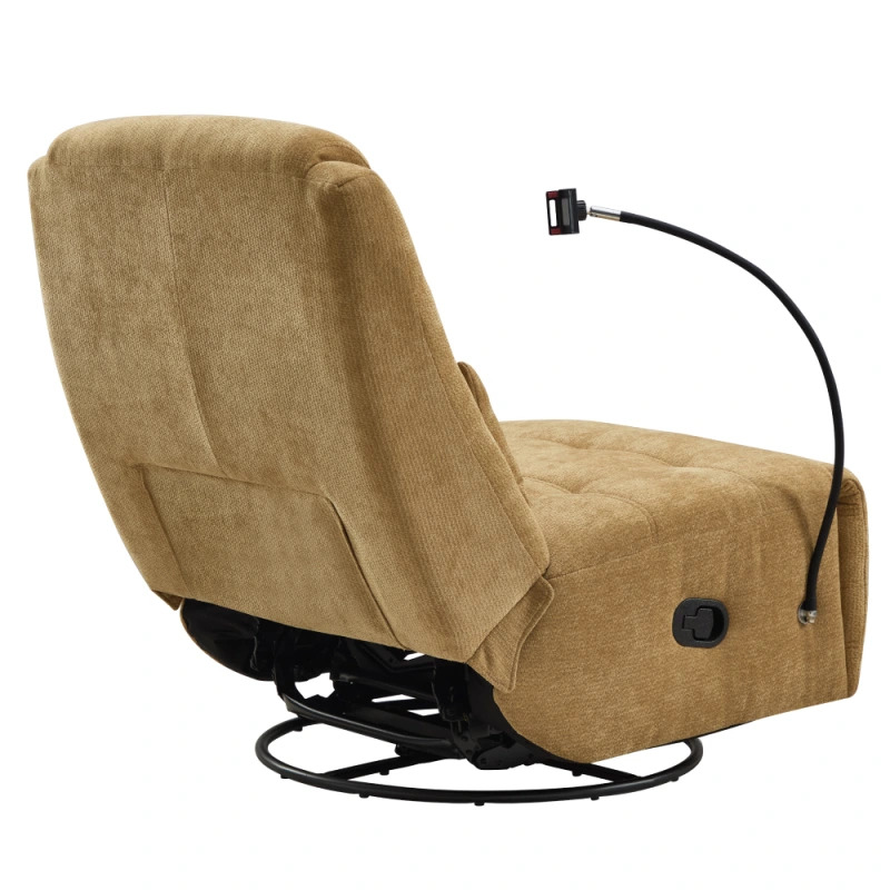 Luxusné otočné kreslo, hojdacie, horčicová, UMBRO 3