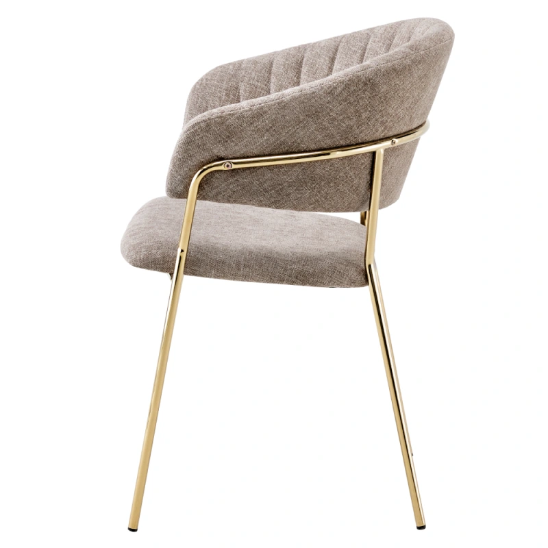 Dizajnové jedálenské kreslo, hnedá látka/gold chróm zlatý, DASMIN TYP 1 1