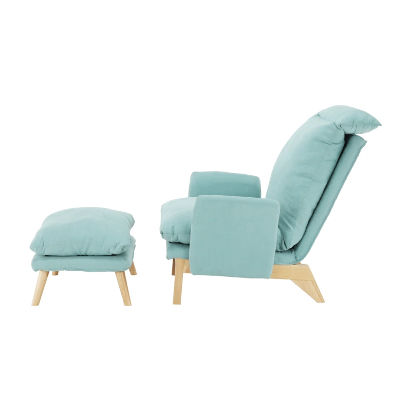 Kreslo s podnožou, mentolová/prírodná, ZANDER 4