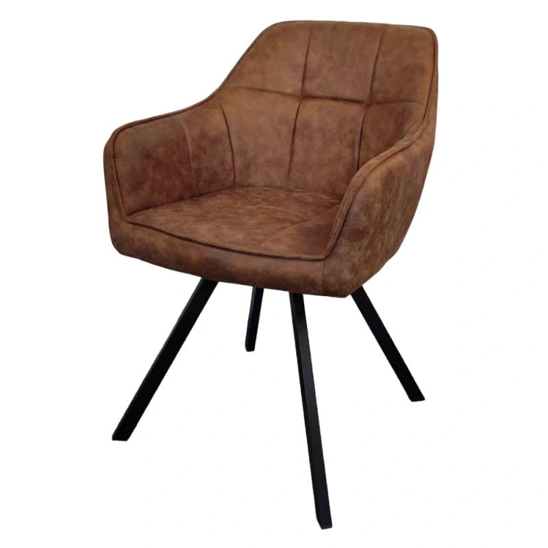 Otočné jedálenské kreslo, tmavohnedá látka s efektom brúsenej kože, SAMANTA 2