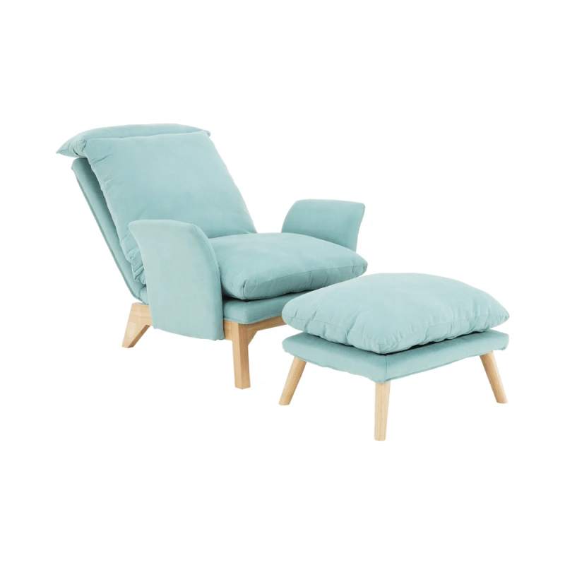 Kreslo s podnožou, mentolová/prírodná, ZANDER 7