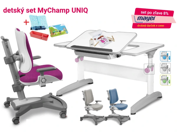 MAYER Set Rastúci stôl UNIQ 32U1 dekor biely + stolička MyChamp