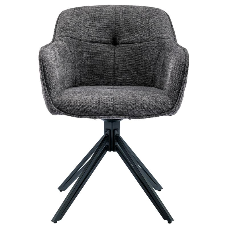 Jedálenská a konferenčná stolička HC-533 GREY2 tmavo sivá látka, kovové nohy, čierny mat