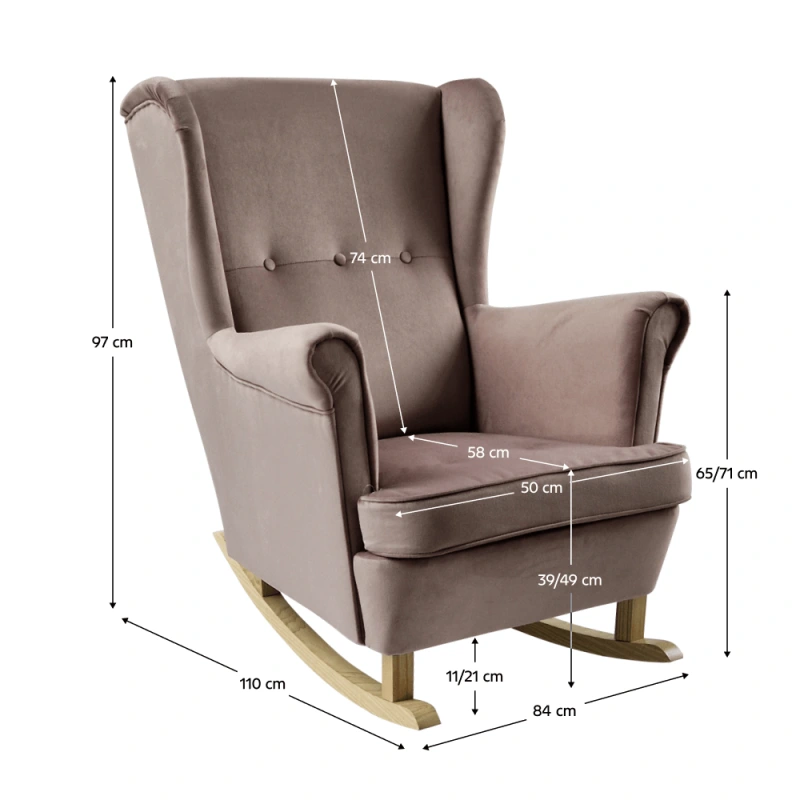 Hojdacie kreslo ušiak, ružová/buk, TEJA 1