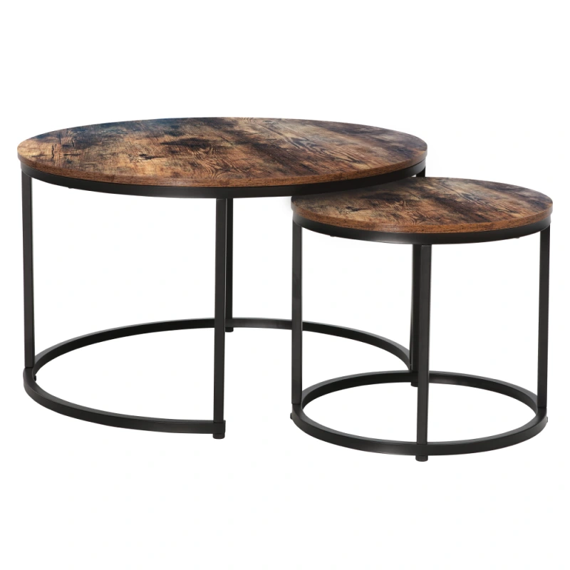 Konferenčné stolíky, set 2 ks, orech/čierna, CIRKO