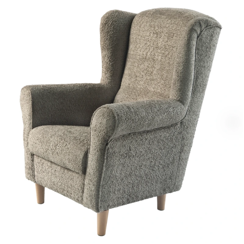 Kreslo ušiak, sivobéžová Taupe látka Coral, CHARLOT 5