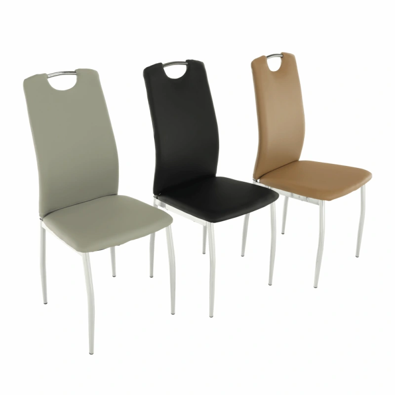 Jedálenská stolička, ekokoža čierna/chróm, ERVINA 17