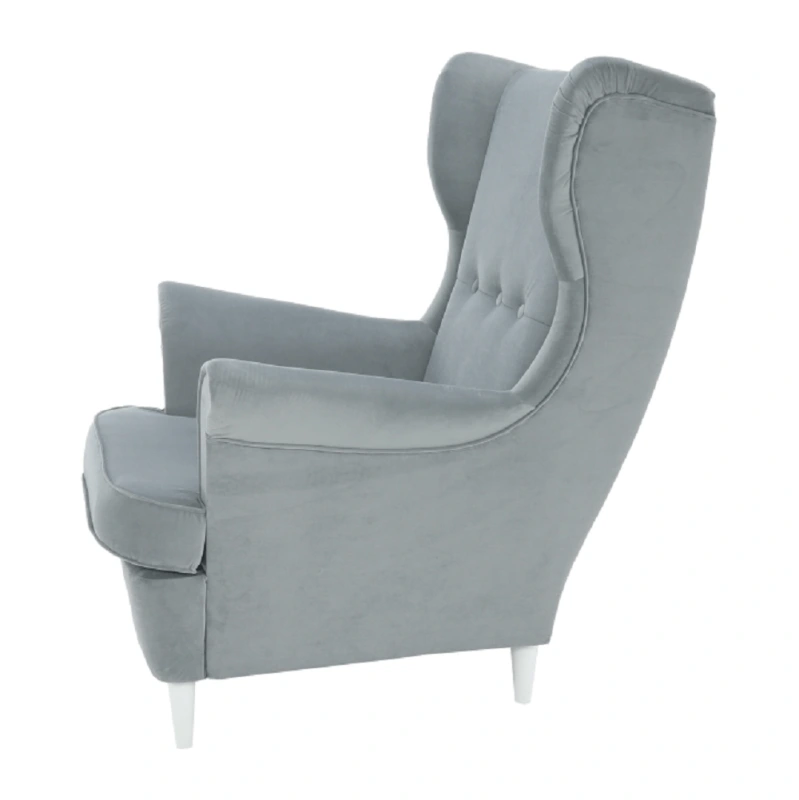 Kreslo ušiak, svetlosivá/biela, RUFINO 3 NEW 2