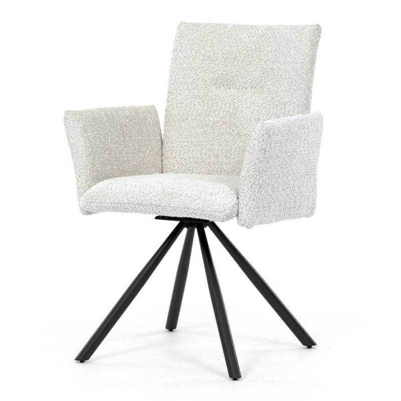 Židle jídelní DCH-W1117 CRM2 krémová, černý kov, otočný mechanismus 90°/90° (L/P) 2