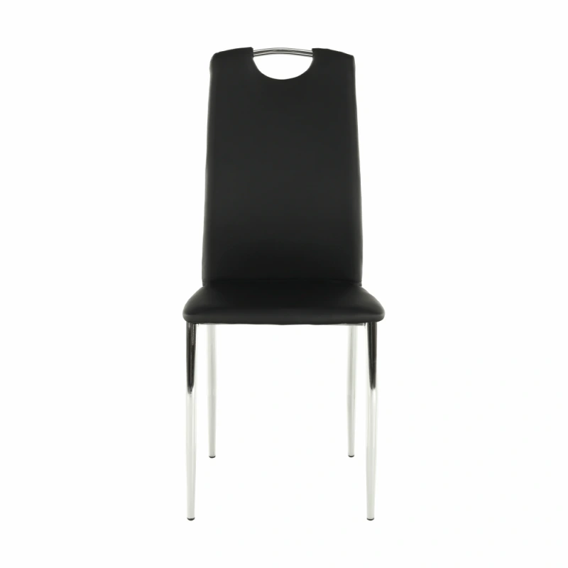 Jedálenská stolička, ekokoža čierna/chróm, ERVINA 10