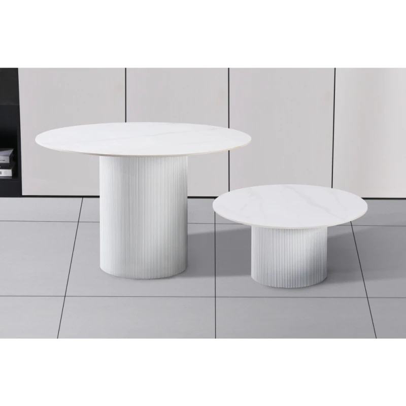 Konferenčný stolík, biely mramor/MDF, priemer 80 cm, MAHIR TYP 1 2