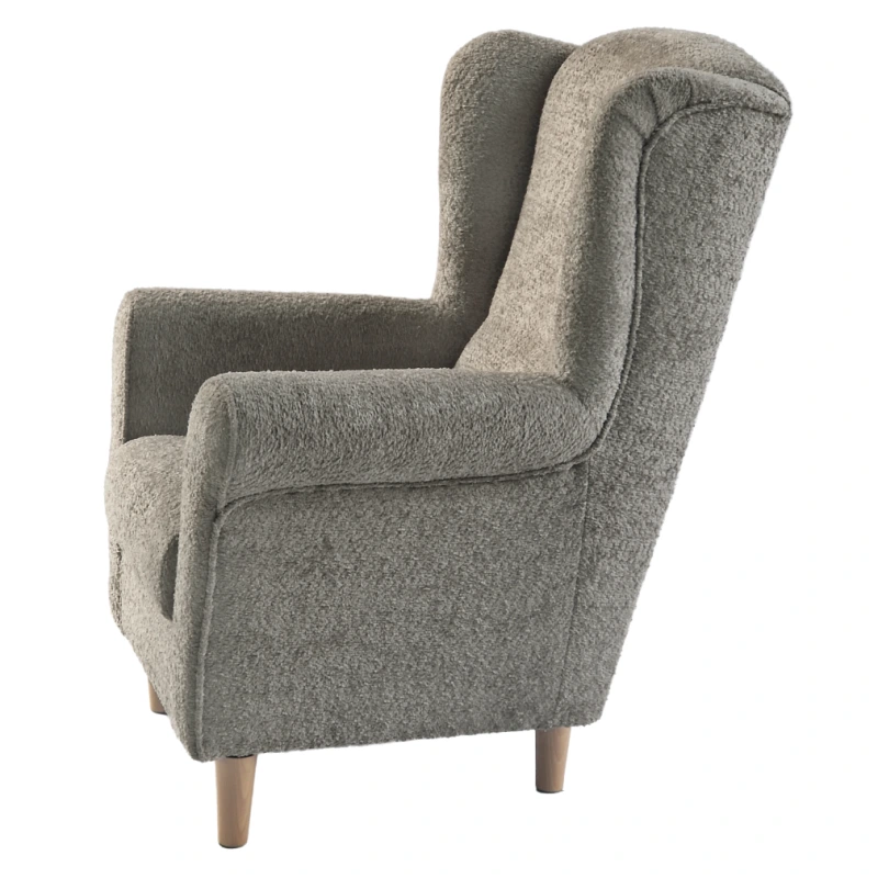 Kreslo ušiak, sivobéžová Taupe látka Coral, CHARLOT 6