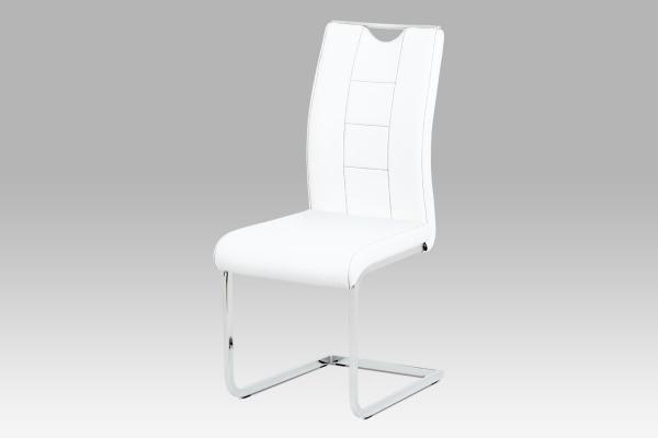 Jedálenská stolička DCL-411 WT biela koženka / chróm