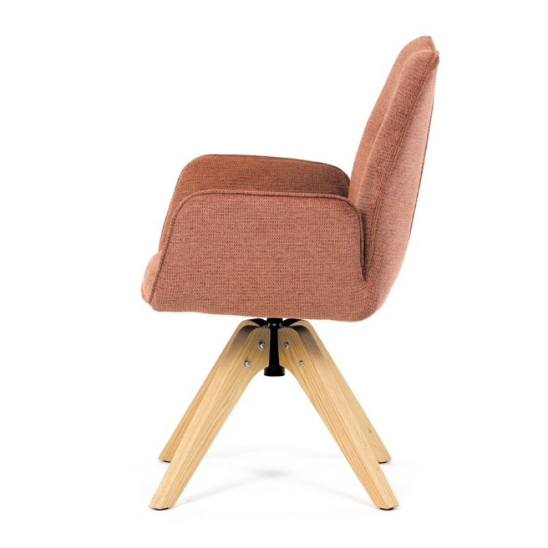 Jídelní židle DCH-C2148 ORA2, oranžová voděodpudivá látka, dubové nohy, otočná 360° 4