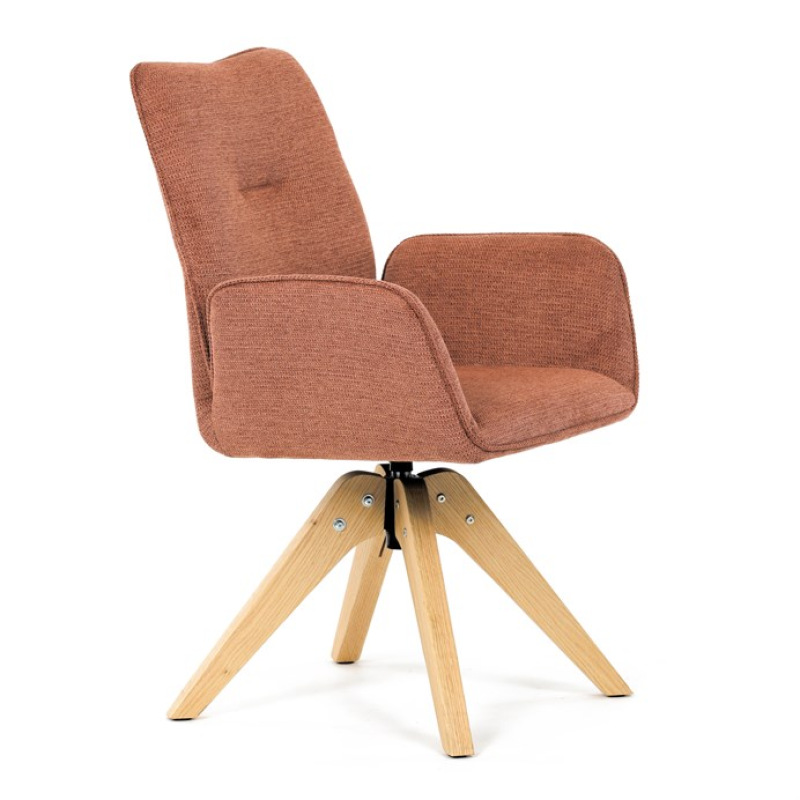 Jídelní židle DCH-C2148 ORA2, oranžová voděodpudivá látka, dubové nohy, otočná 360° 11