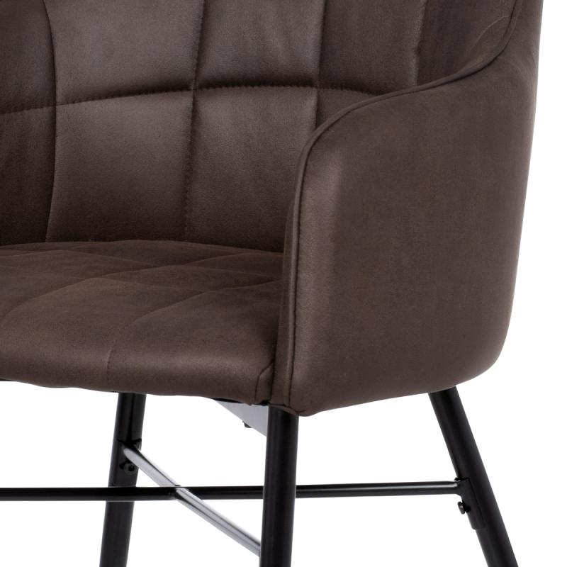Jedálenská stolička AC-9990 BR3 hnedá látka v dekor vintage kože