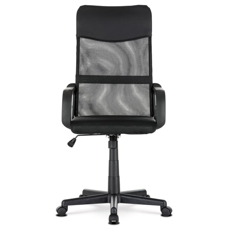 Autronic Kancelárska stolička KA-L601 BK, čierna ekokoža a čierna sieťovina MESH