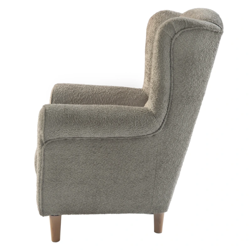 Kreslo ušiak, sivobéžová Taupe látka Coral, CHARLOT 7