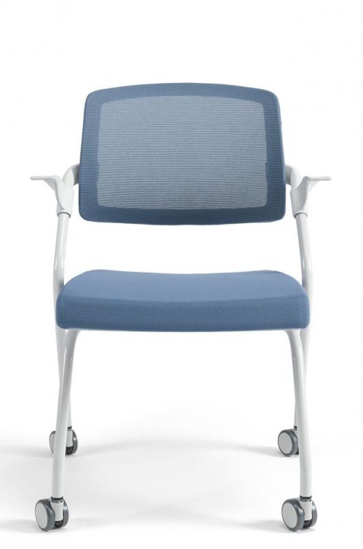BESTUHL Konferenčná rokovacia stolička U20 WHITE modrá svetlá na kolieskách