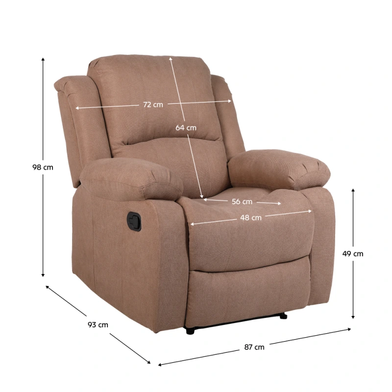 Relaxačné polohovacie kreslo, hnedá látka, ASKOY NEW 18