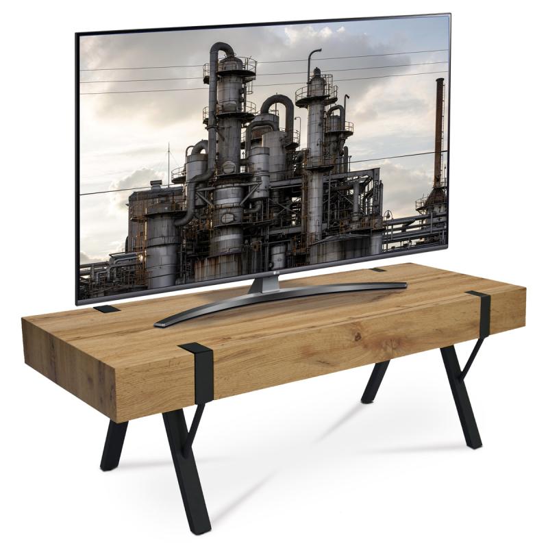 TV stolík AHG-262 OAK, 120x44x40 cm, MDF doska, 3D divoký dub, kov čierny mat