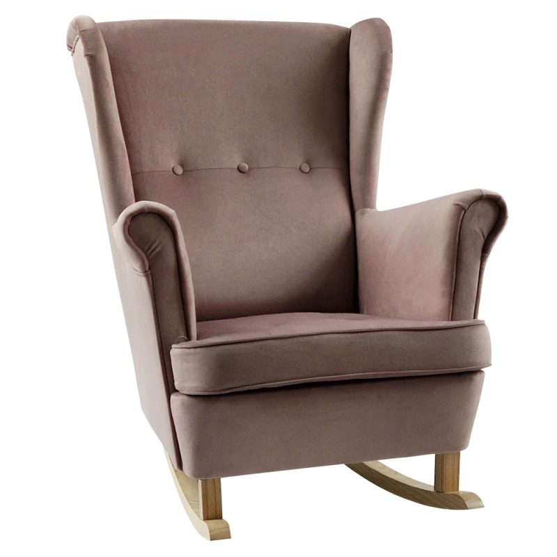 Hojdacie kreslo ušiak, ružová/buk, TEJA 2