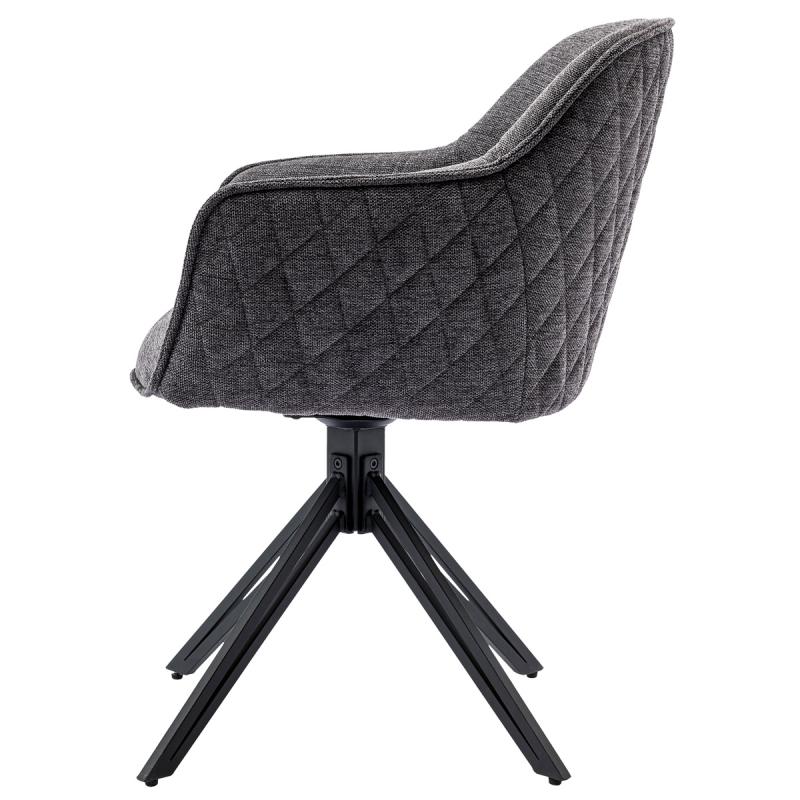 Jedálenská a konferenčná stolička HC-533 GREY2 tmavo sivá látka, kovové nohy, čierny mat