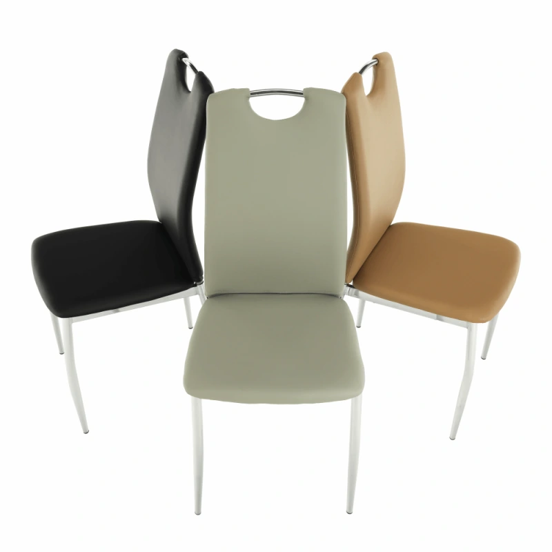 Jedálenská stolička, ekokoža čierna/chróm, ERVINA 18