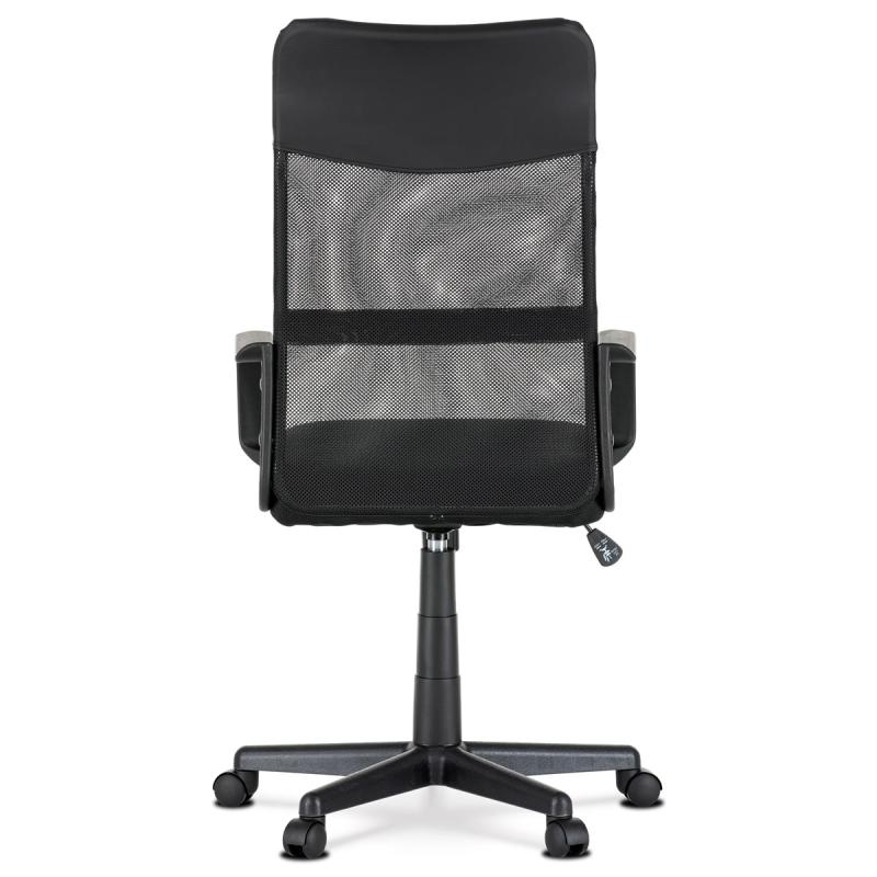 Kancelárska stolička KA-L601 BK, čierna ekokoža a čierna sieťovina MESH