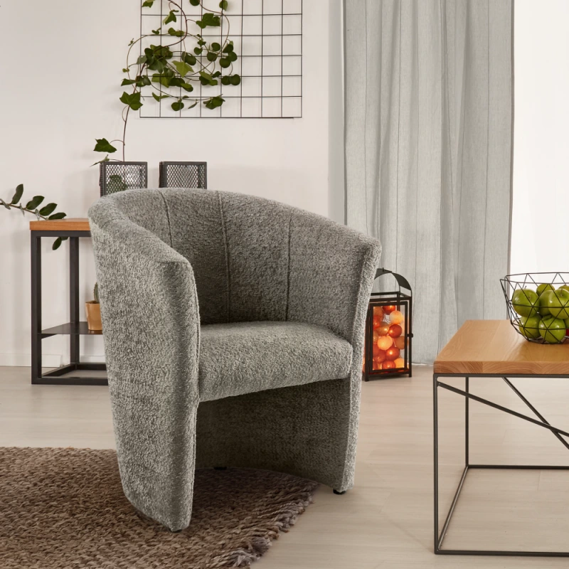 Klubové kreslo, sivobéžová Taupe látka Coral, CUBA 12