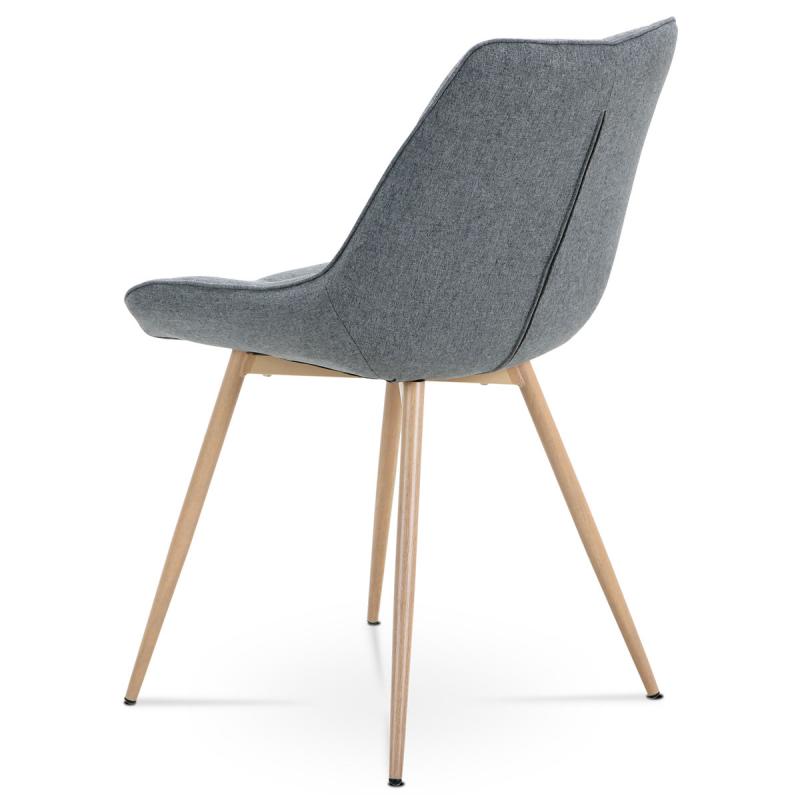 Jedálenská stolička CT-394 GREY2, sivá látka, kovové nohy, 3D dekor dub