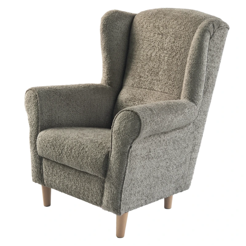 Kreslo ušiak, sivobéžová Taupe látka Coral, CHARLOT 11