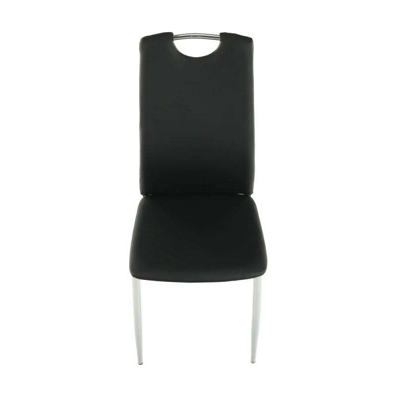 Jedálenská stolička, ekokoža čierna/chróm, ERVINA 16