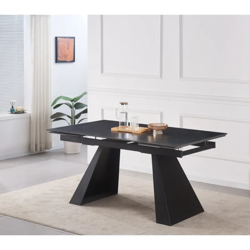 Jedálenský rozkladací stôl, grafit/čierna, 160-240x90 cm, SALAL