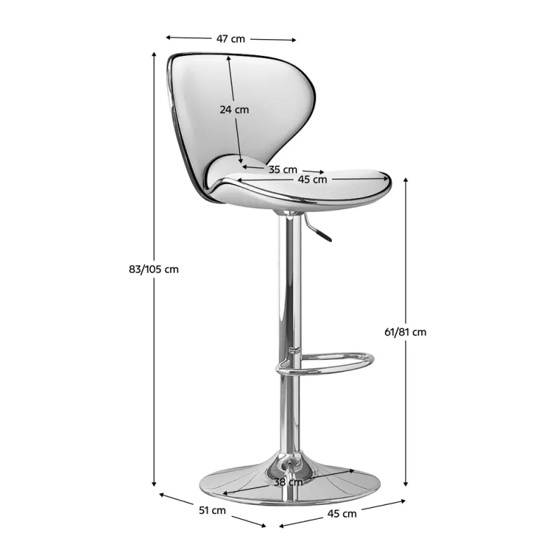 Barová stolička, biela/chróm, HEDLI 1