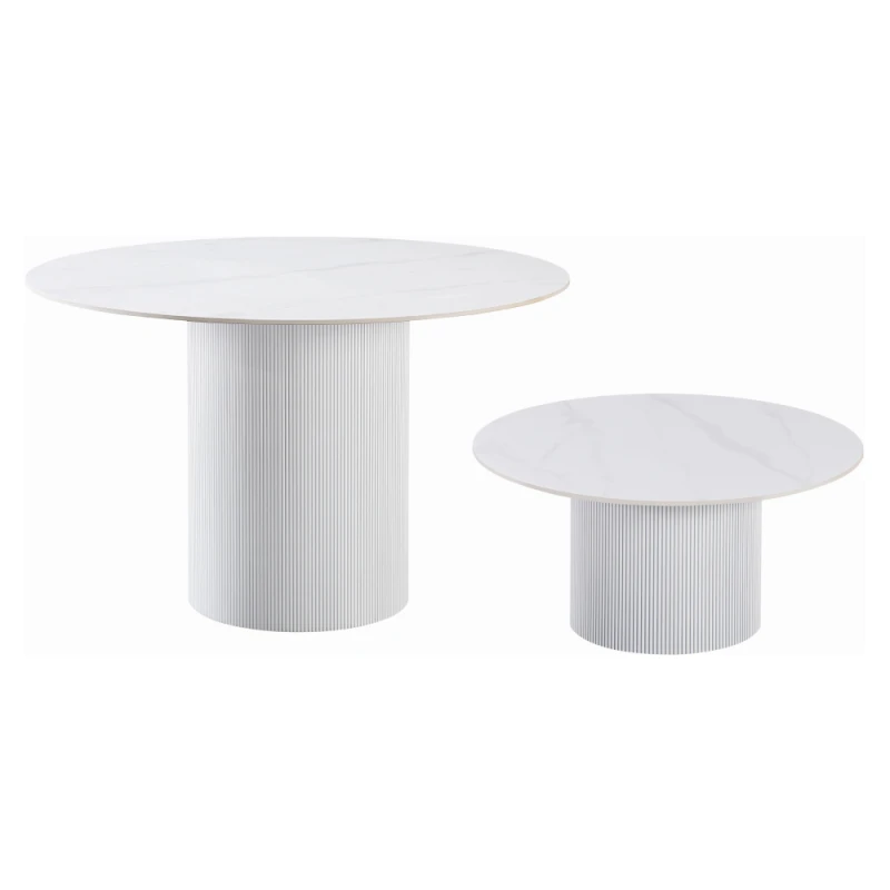 Konferenčný stolík, biely mramor/MDF, priemer 80 cm, MAHIR TYP 1 1