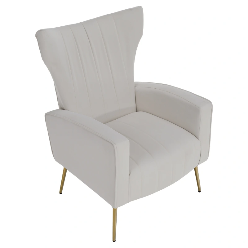 Relaxačné kreslo, béžová Velvet látka, BARET 1