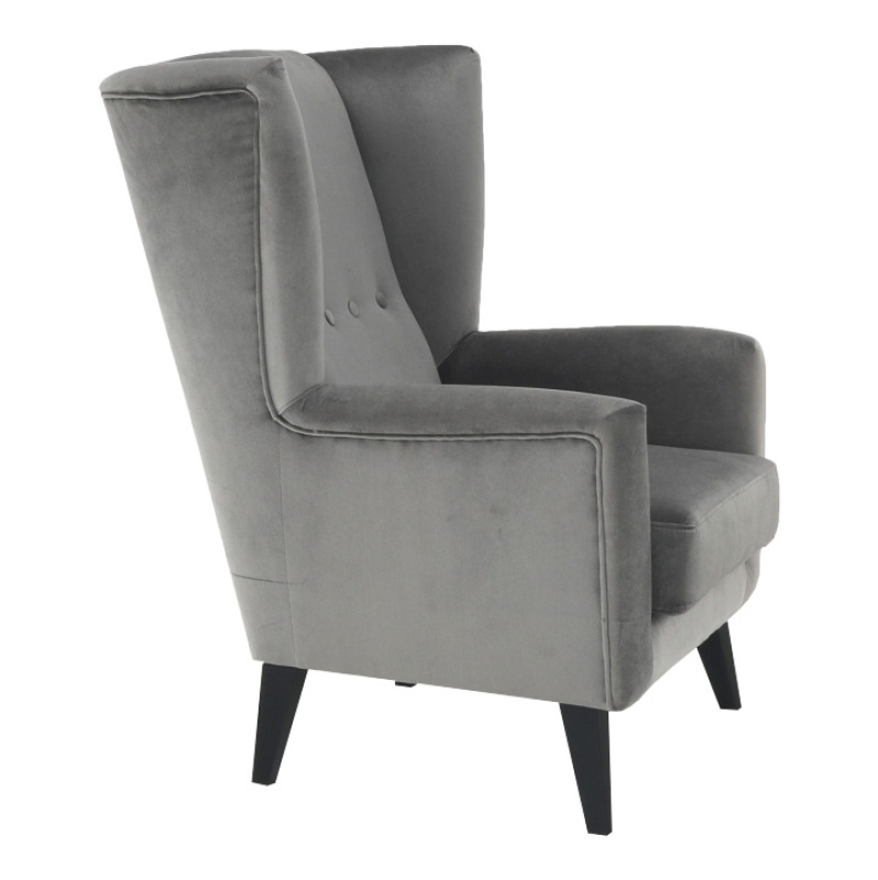 Kreslo-ušiak, svetlosivá/čierna, RODEZA 13