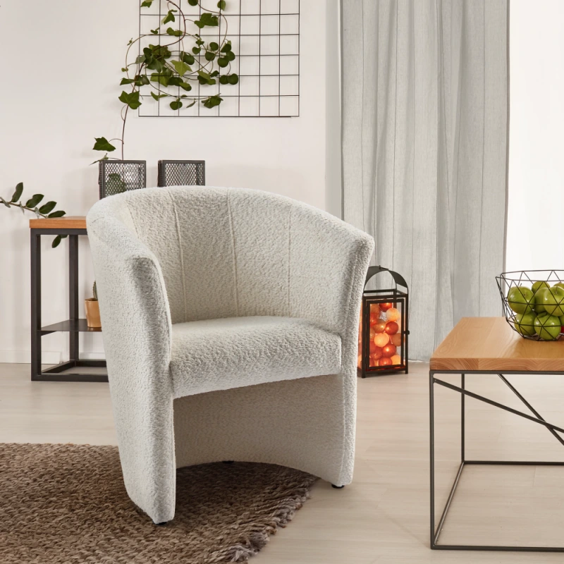 Klubové kreslo, smotanová látka Coral, CUBA 15