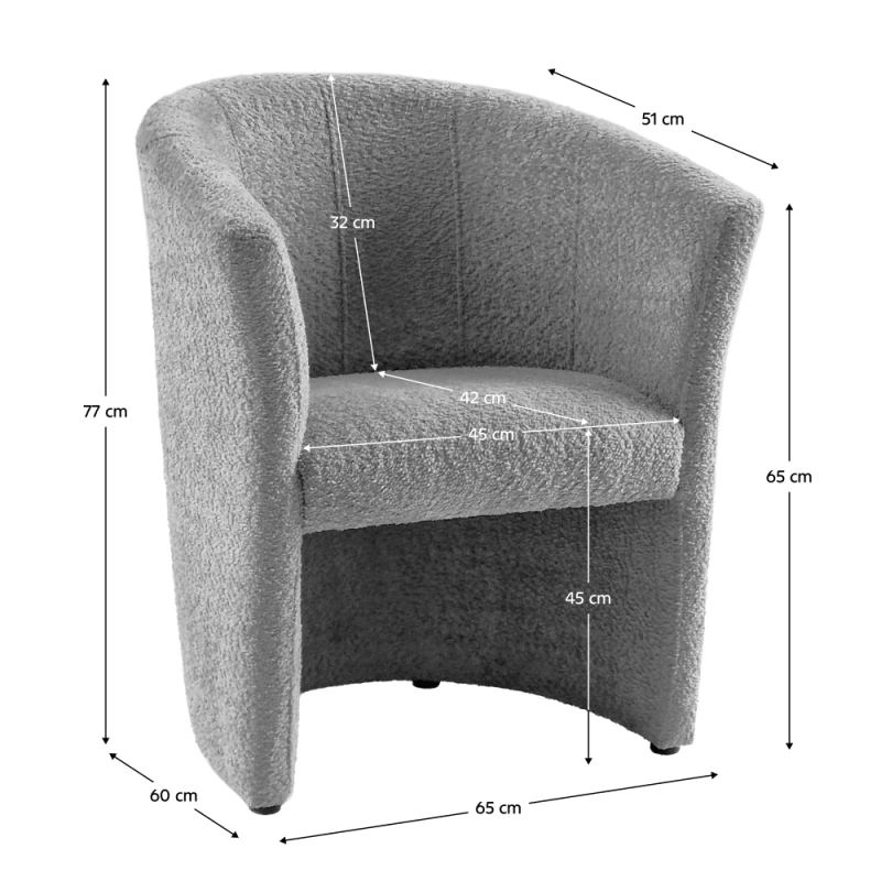 Klubové kreslo, sivá látka Coral, CUBA 13