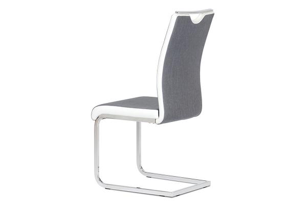 Jedálenská stolička DCL-410 GREY2, látka sivá s bielymi bokmi, chróm
