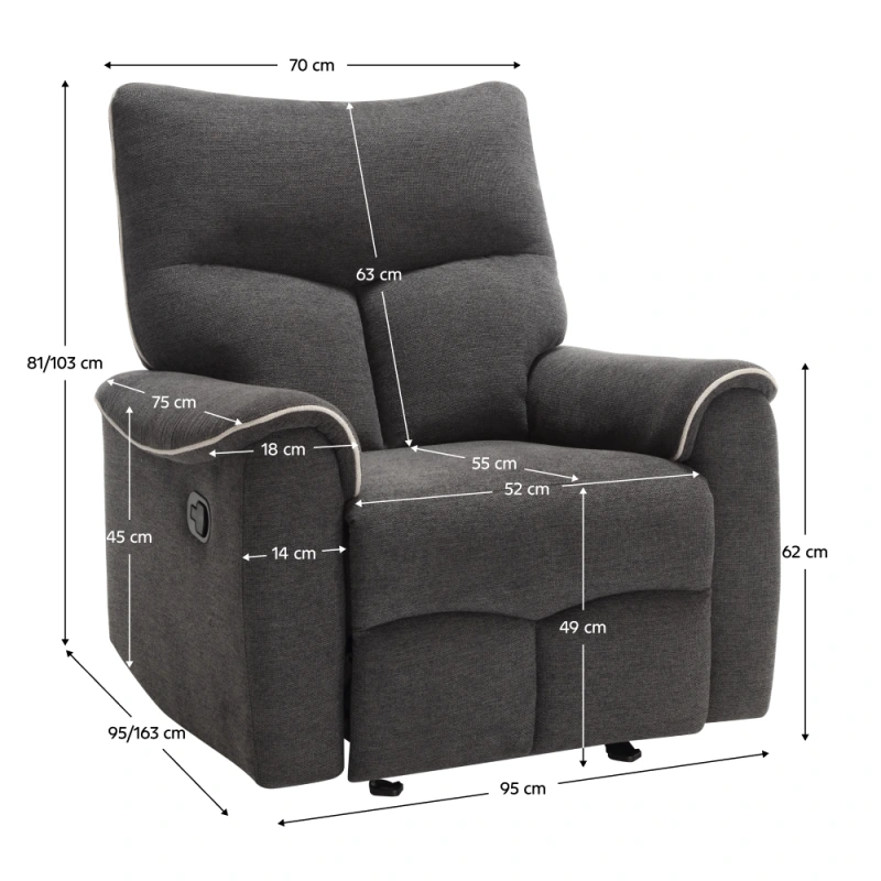 Relaxačné kreslo, tmavosivá/svetlosivá, NADER 4