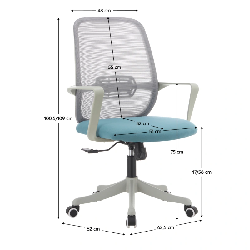 Kancelárske kreslo, sivá/modrá, DERVIN 1