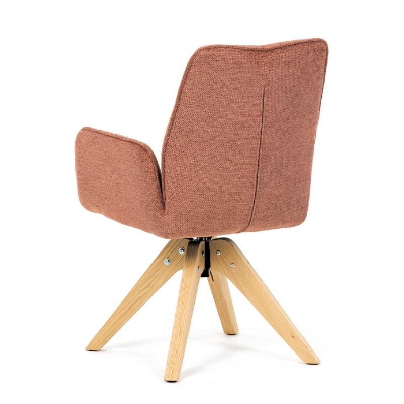 Jídelní židle DCH-C2148 ORA2, oranžová voděodpudivá látka, dubové nohy, otočná 360° 6