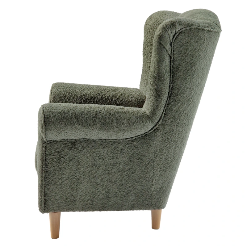 Kreslo ušiak, zelená látka Coral, CHARLOT 16