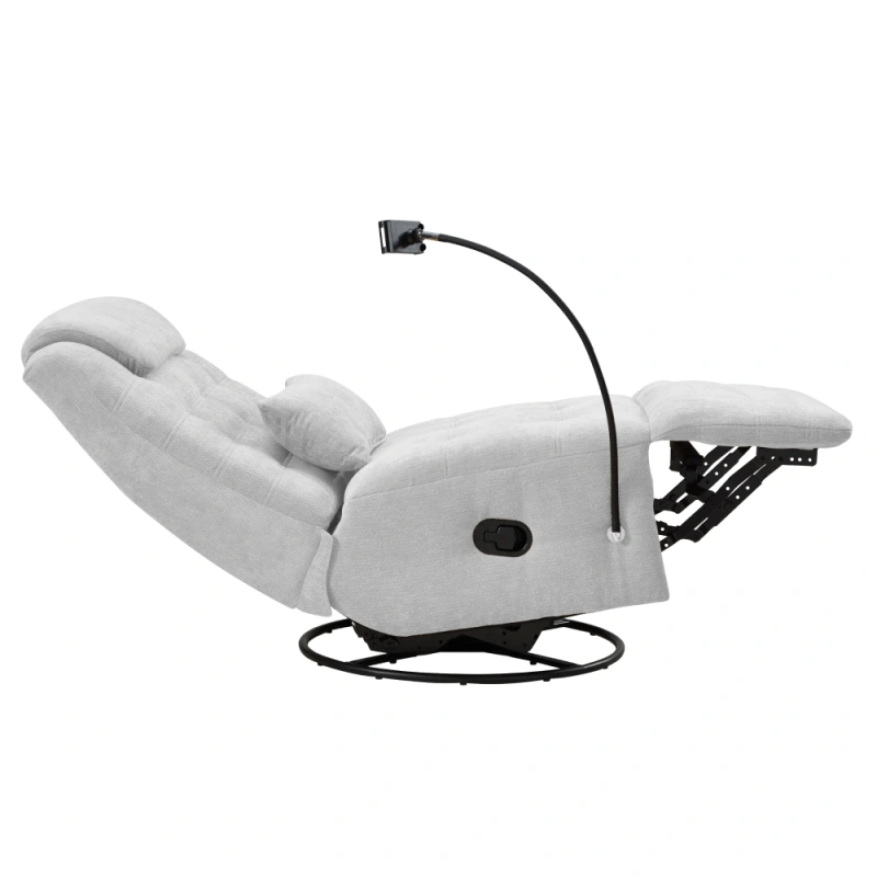 Luxusné otočné kreslo, hojdacie, svetlosivá, UMBRO 6