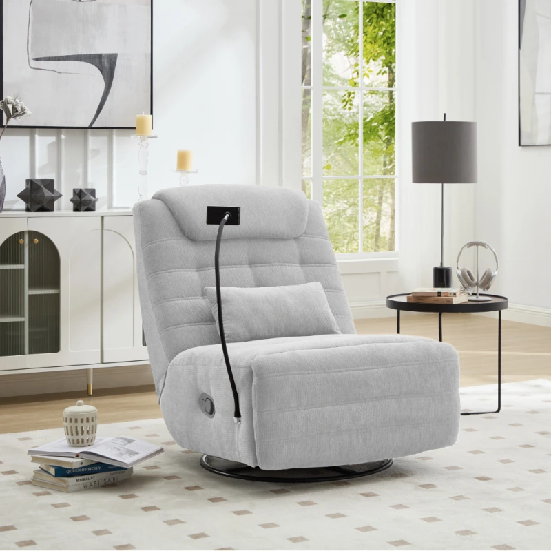 Luxusné otočné kreslo, hojdacie, svetlosivá, UMBRO 1