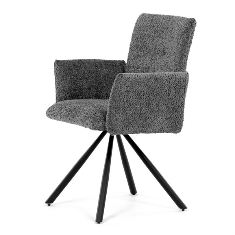 Židle jídelní DCH-W1117 GREY2 šedá látka, černý kov, otočný mechanismus 90°/90° (L/P) 3